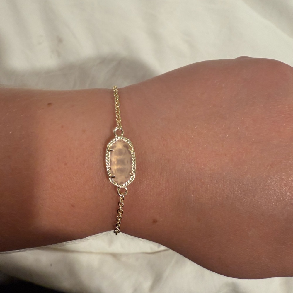 Kendra Scott Gold and Silver Bracelet with Pink Stone